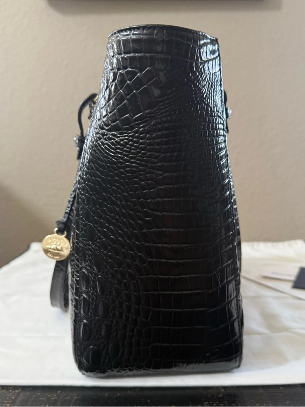 Brahmin Ashlee Tote Black Croc Embossed Leather EUC Like New Large Bag - Picture 4 of 12
